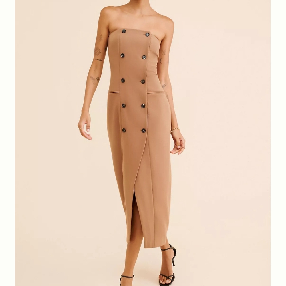 French Connection Tan Strapless Sheath Dress
